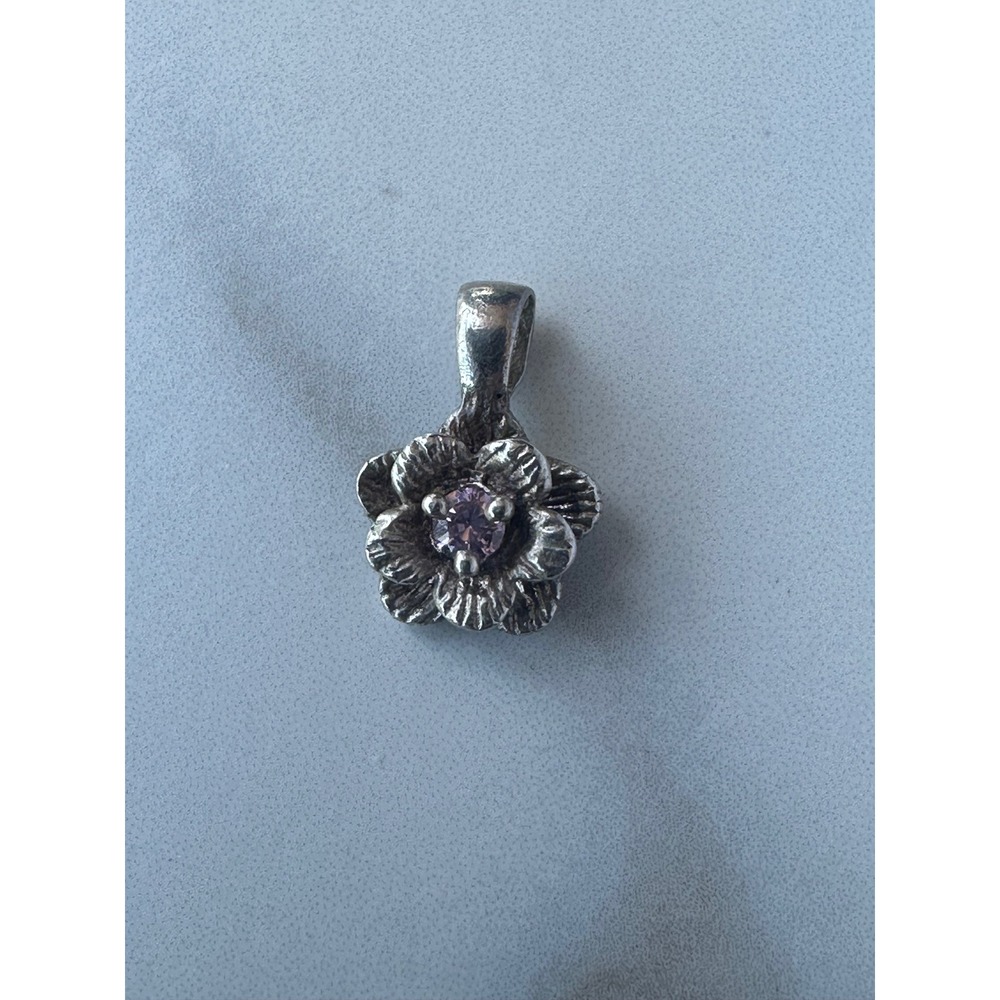 Sterling Silver 925 Flower Rose Pendant Pink Sapphire Sophia Fiori Charm